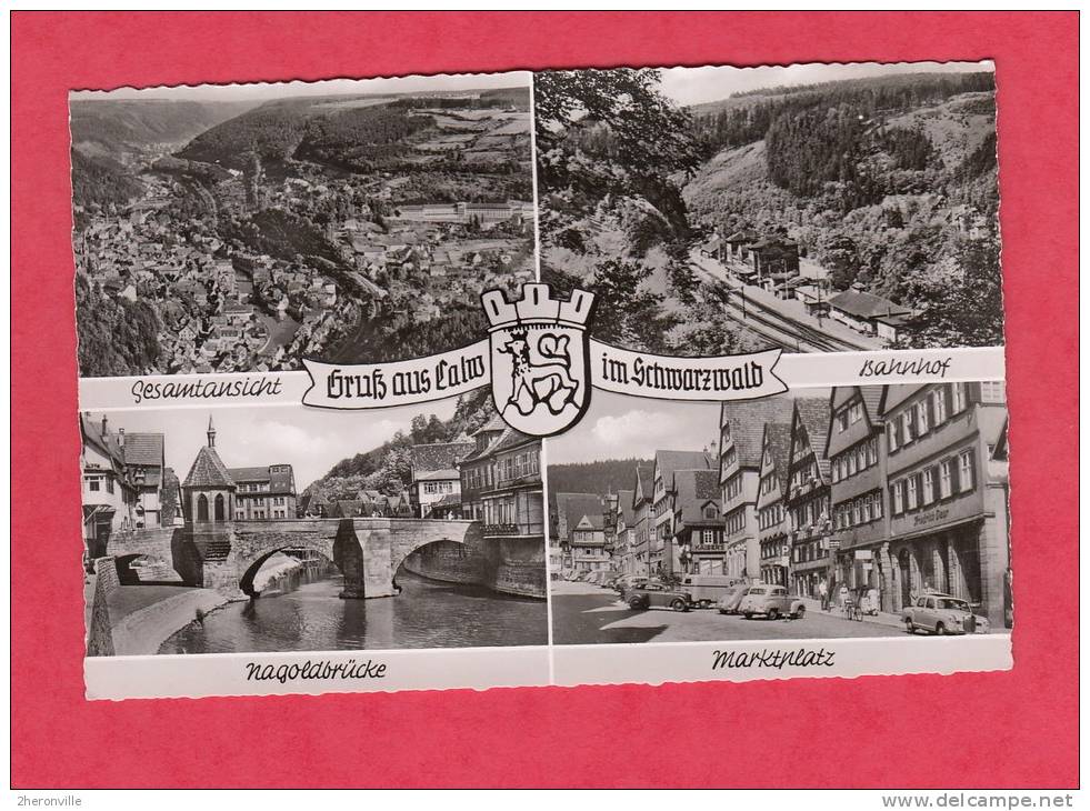 CPSM - Gruss Aus CALW - Bahnhof - Marktplatz - Nagoldbrücke - Gesamtansicht - 1959 - Calw