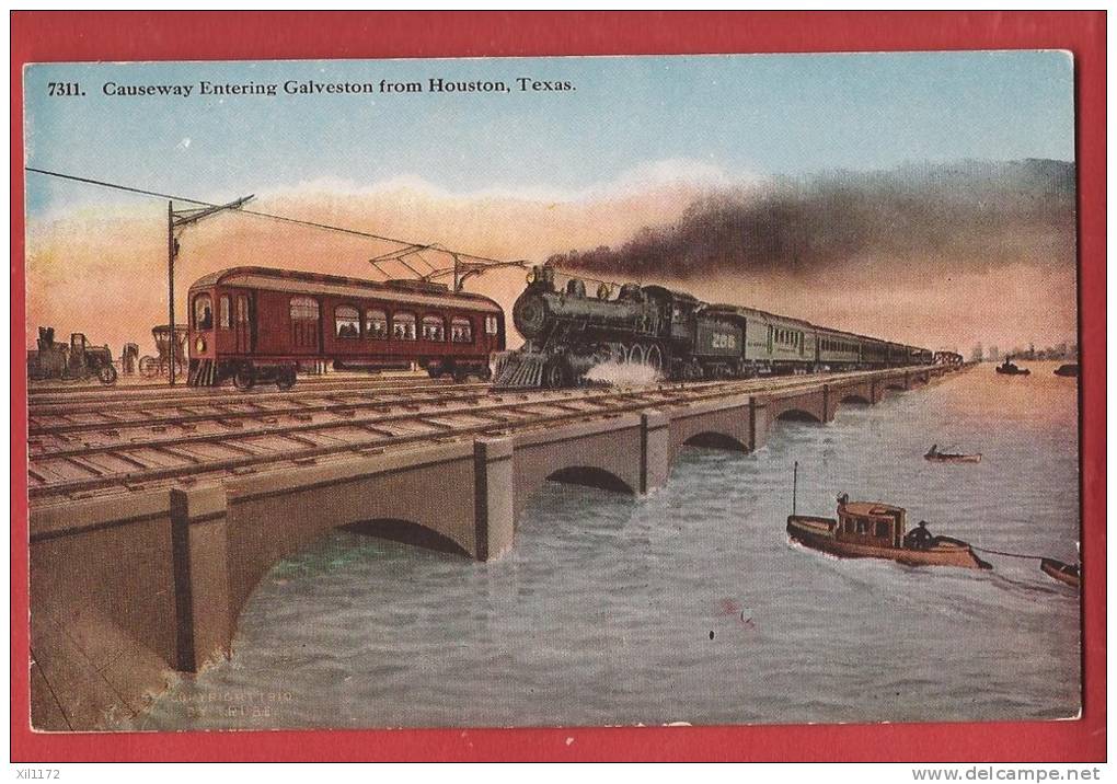 C0763 Causeway Entering Galveston FromHouston, Train,railway. Non Circulé. No 7311 - Houston