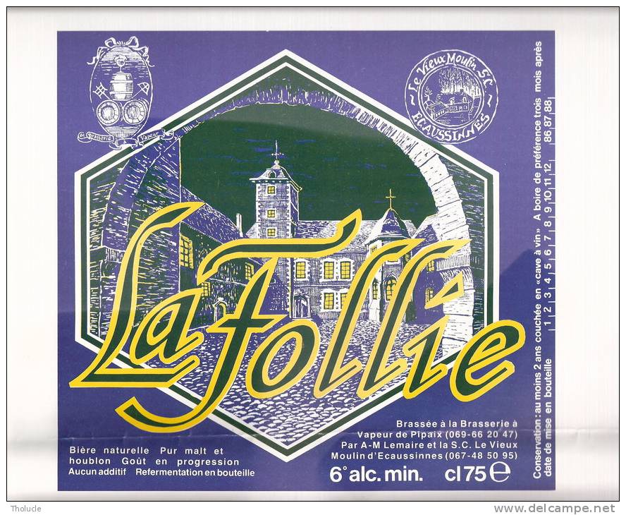 Affiche-La Follie -Bière Brassée à La Brasserie à Vapeur De Pipaix Pour Le Vieux Moulin D´Ecaussinnes-Rare-Top Quality - Poster & Plakate