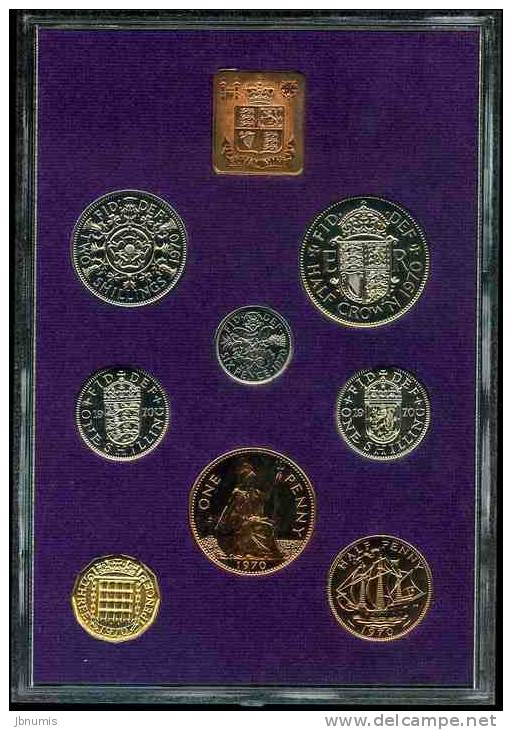 Grande-Bretagne Great Britain Coffret Officiel Proof BE PP Half Penny à Half Crown 1970 KM PS26 - Mint Sets & Proof Sets