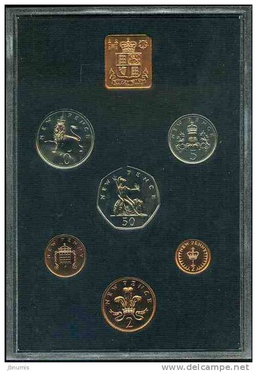 Grande-Bretagne Great Britain Coffret Officiel Proof BE PP 1/2 Penny à 50 Pence 1971 KM PS27 - Mint Sets & Proof Sets