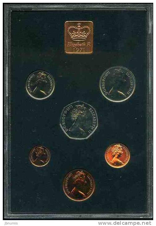 Grande-Bretagne Great Britain Coffret Officiel Proof BE PP 1/2 Penny à 50 Pence 1971 KM PS27 - Mint Sets & Proof Sets