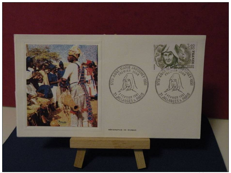 FDC - Anne Marie Javouhey - 21 Jallanges & Paris - 7.2.1981 Coté 2 € (2013 Y&T) - 1980-1989