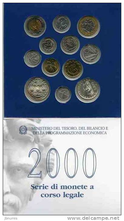 Italie Italia Coffret Officiel BU De 1 à 1000 Lire 2000 Argent Bruno KM MS38 - Set Fior Di Conio