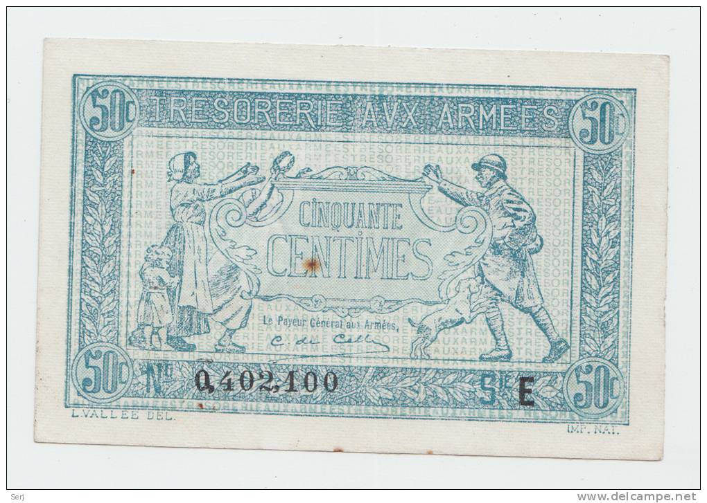 FRANCE 50 Centimes ND. 1917 AXF P M1 - 1917-1919 Legerschatkist