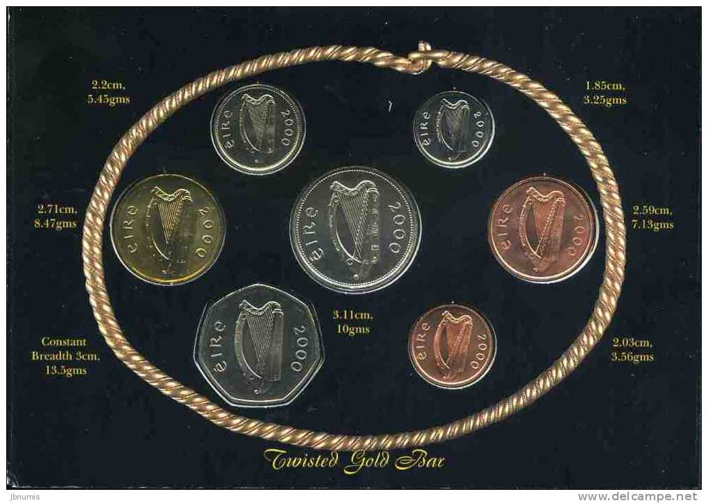 Irlande Ireland Coffret Officiel BU De 1 Penny à 1 Pound 2000 Millenium KM MS8 - Irlande