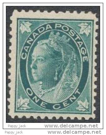 Canada Queen Victoria 1897  #67 Maple Leaf Issue 1 Cent Green Mint Very Slight Hinge UL Corner - Unused Stamps