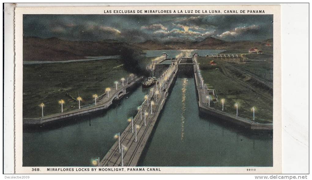 BR44623 Miraflores Locks By Moonlight   Panama Canal   2  Scans - Panama