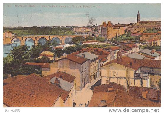 82 - Monteban  - Panorama Vers Le Vieux Pont (coloree, Timbres, Peu Vue) - Montauban