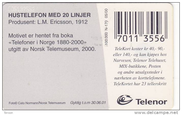 Norway, N170, Telefon 1912, CN: C05139552, 2 Scans. . - Norway