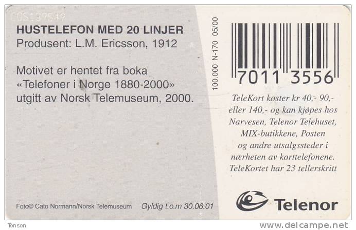 Norway, N170, Telefon 1912, CN: C05139549, 2 Scans. . - Norwegen