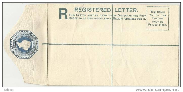 Cyprus 1882 Postal Stationery Envelope - Registered Cover - Chypre (...-1960)