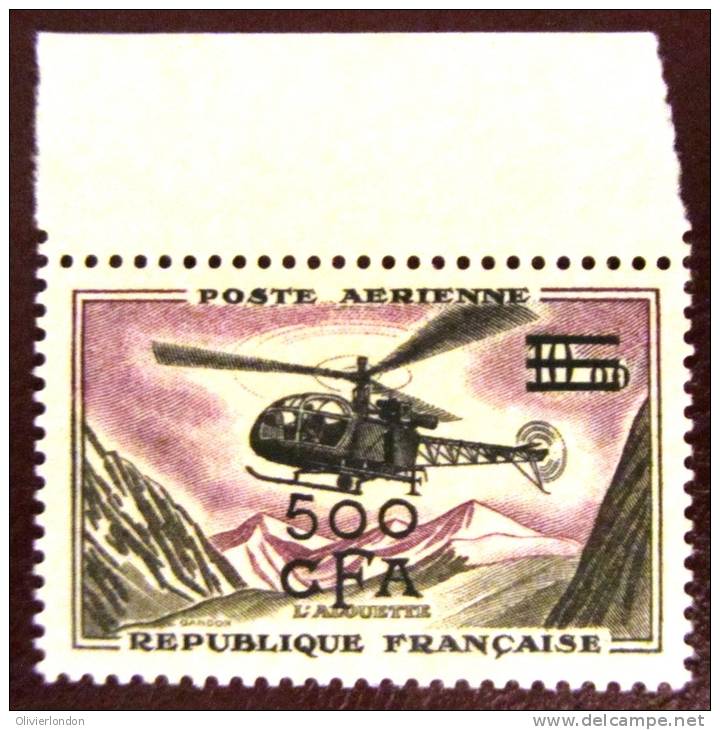 Reunion - 1961 Y&T PA 60 Alouette 500CFA Sur 10.00F Neuf** Avec Marge - TTB - Cote: 18 Euros - Airmail