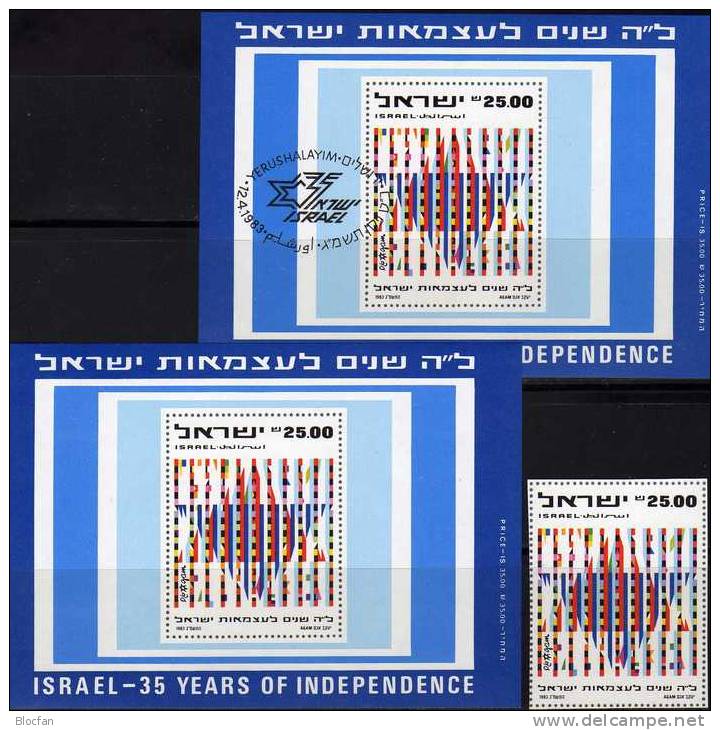 35 Jahre Unabhängigkeit 1983 Graphik Israel 927,Block 23 **/o 13€ Davidstern Künstler Agam Hb Bloc History Sheet Bf Asia - Ongebruikt (zonder Tabs)