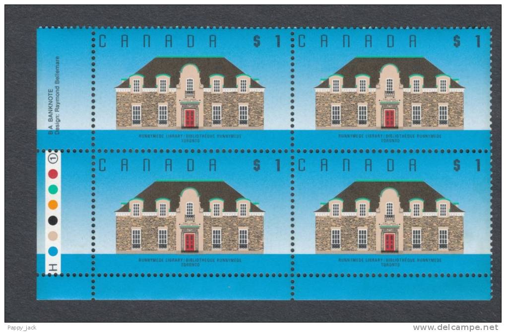 Canada Architecture Library Building Toronto 1989  #1181 Lower Left Corner PB1 MNH - Blocks & Sheetlets