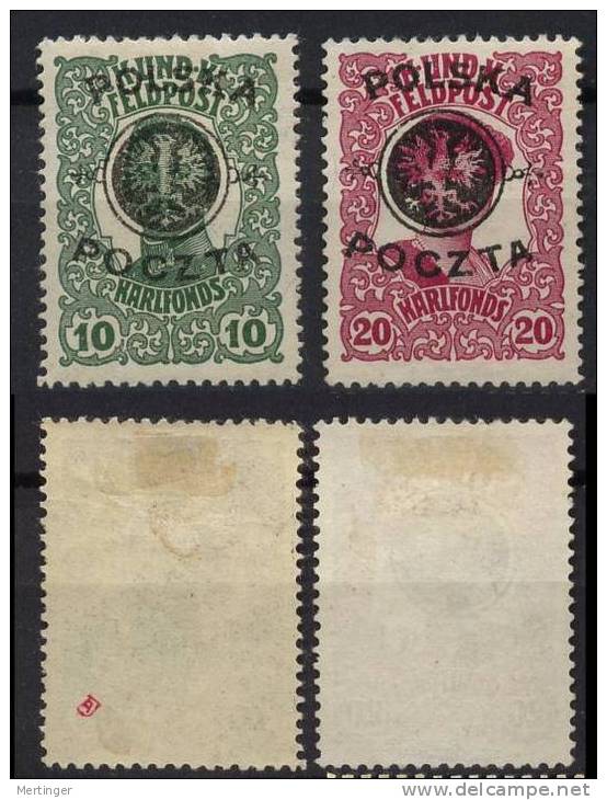 Poland Polen Mi# 17-18 * Overprint 1918 On Austria - Neufs