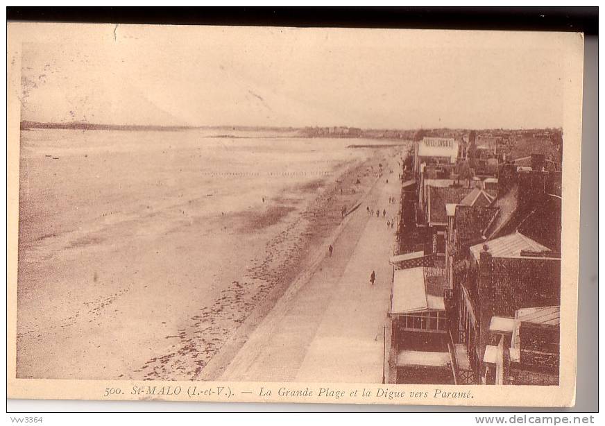 SAINT-MALO: La Grande Plage Et La Digue Vers Paramé - Saint Malo