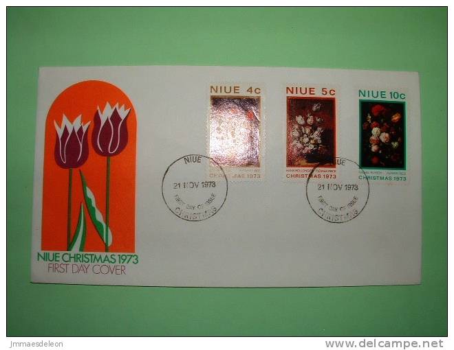 Niue 1973 FDC Cover - Flowers Painting By Breughel Bollonger And Ruysch - Niue