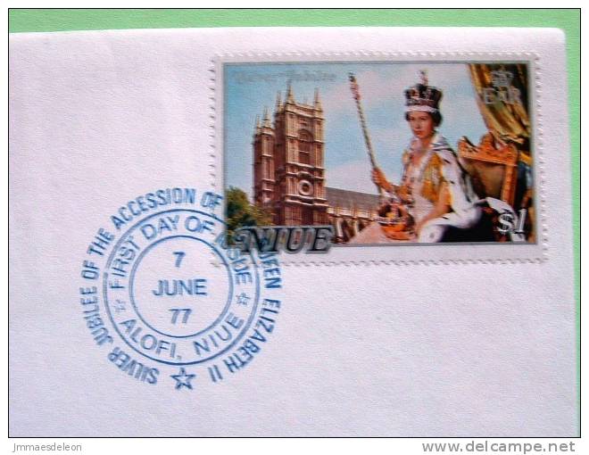 Niue 1977 FDC Cover - Silver Jubilee Elizabeth II Of England - Flags - Crown - Westminster Abbey - Niue