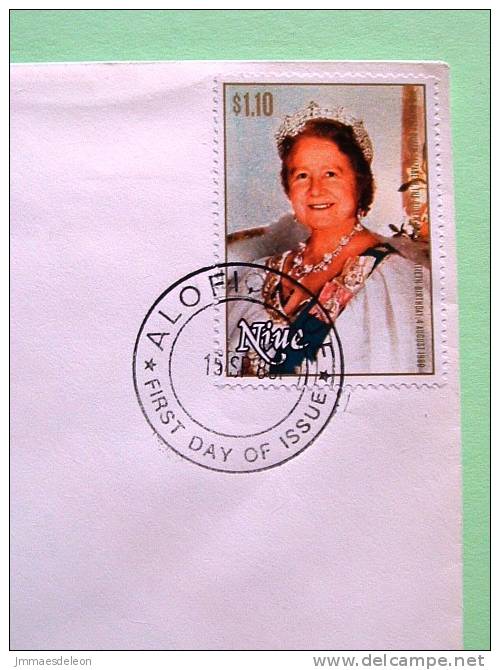 Niue 1980 FDC Cover - Queen Mother Elizabeth 80th Birthday - Flag - Arms - Lions - Niue