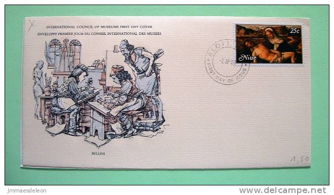 Niue 1980 FDC Cover - Int. Council Of Museums - Easter - Pieta By Giovanni Bellini Painting - Niue