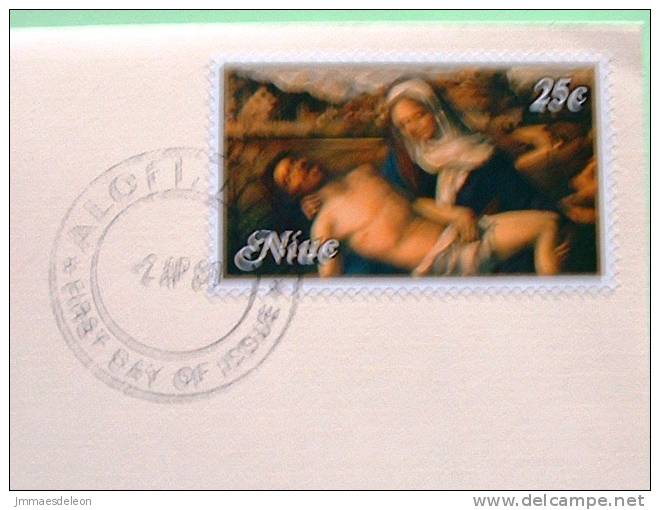 Niue 1980 FDC Cover - Int. Council Of Museums - Easter - Pieta By Giovanni Bellini Painting - Niue