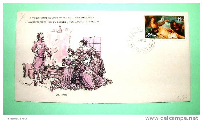 Niue 1980 FDC Cover - Int. Council Of Museums - Easter - Pieta By Anthony Van Dyck Painting - Niue
