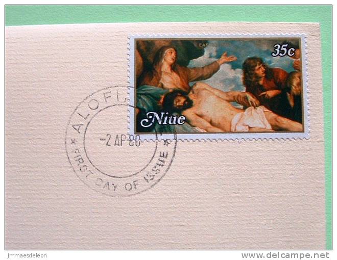Niue 1980 FDC Cover - Int. Council Of Museums - Easter - Pieta By Anthony Van Dyck Painting - Niue