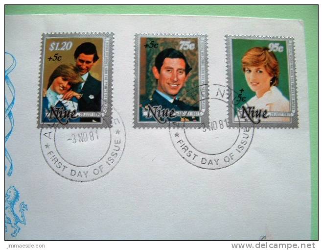 Niue 1981 FDC Cover - Prince Charles And Lady Diana - Overprinted "+5" - Niue