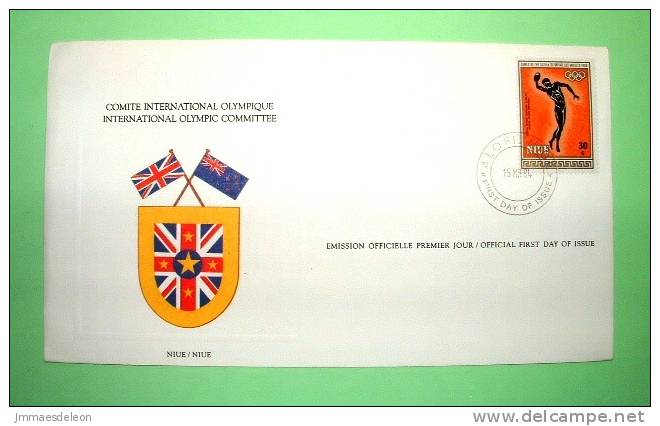 Niue 1984 FDC Cover  - Sport Summer Olympics Los Angeles - Greek - Discus - Flags - Niue