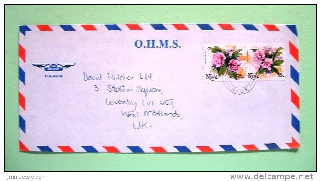 Niue 1984 Official Cover  - Flowers (two Different In Pair) - Rose Of Sharon - Hibiscus - Niue