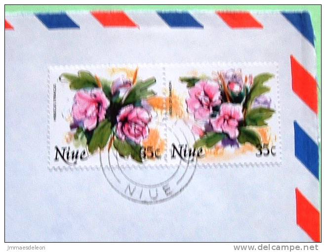 Niue 1984 Official Cover  - Flowers (two Different In Pair) - Rose Of Sharon - Hibiscus - Niue