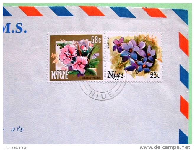 Niue 1987 Official Cover To Canada - Flowers Hibiscus Plumeria - Niue