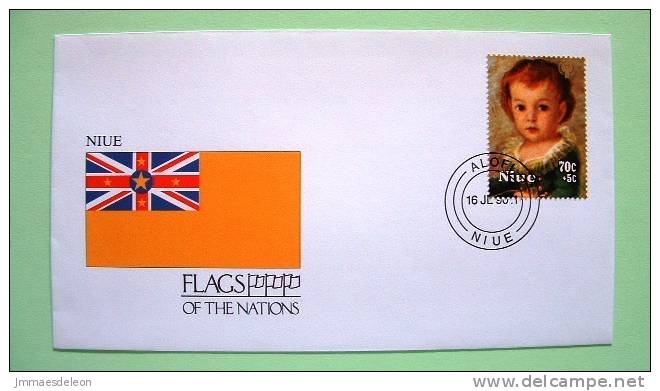 Niue 1990 Special Cover Flags Of The Nations - Stamp 1979 Int. Year Of The Child - Painting Of Child - Niue