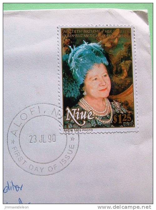 Niue 1990 FDC Cover To USA - Queen Mother 90th Birthday - Niue