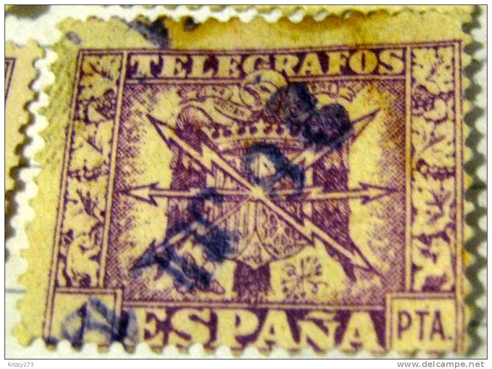 Spain 1940 Telegraph Stamp 1p - Used - Telegramas