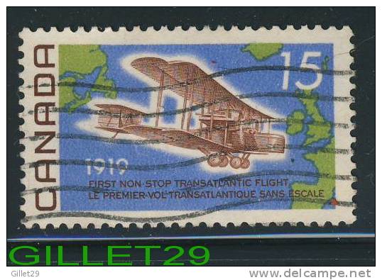 CANADA, STAMPS - ALCOCK-BROWN FLIGHT - VICKERS VIMY OVER ATLANTIC IN 1919 - SCOTT No 494 - 0.15 CENTS - USED - - Usati