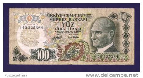 TURKEY 1970 Law,  Banknote, USED VF,  100 Lira Km 125 - Turkije