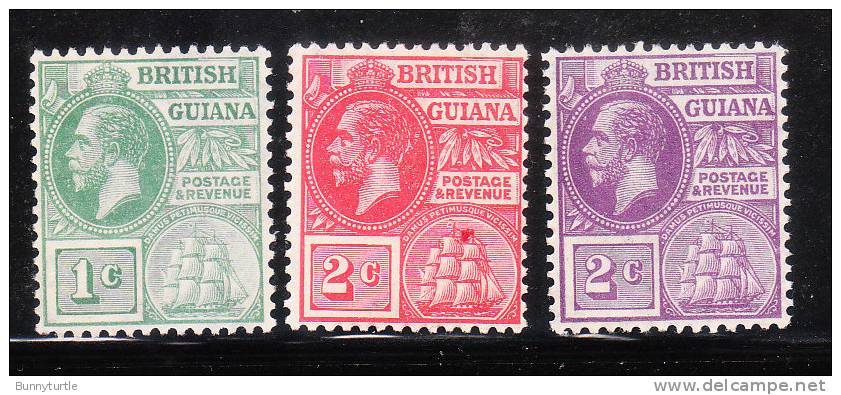 British Guiana 1921-27 King George 3v MNH/MLH - Guayana Británica (...-1966)