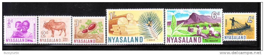 Nyasaland 1964 Def Timber Fishing Peanuts MLH - Rhodésie & Nyasaland (1954-1963)