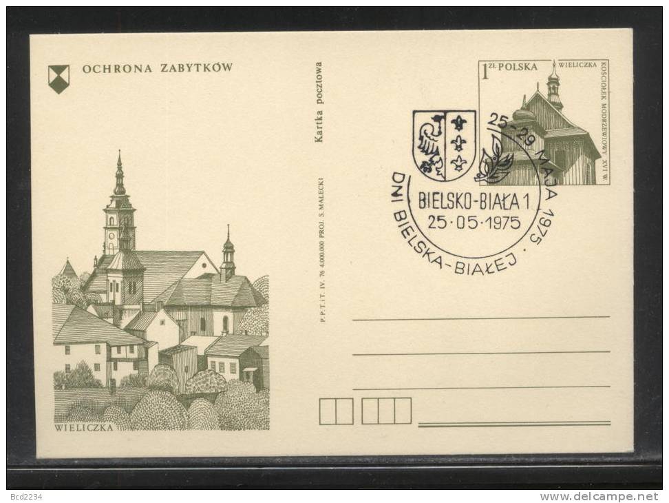 POLAND 1975 BIELSKO BIALA DAYS COMM CANCEL ON PC TOWN CREST HERALDRY - Covers