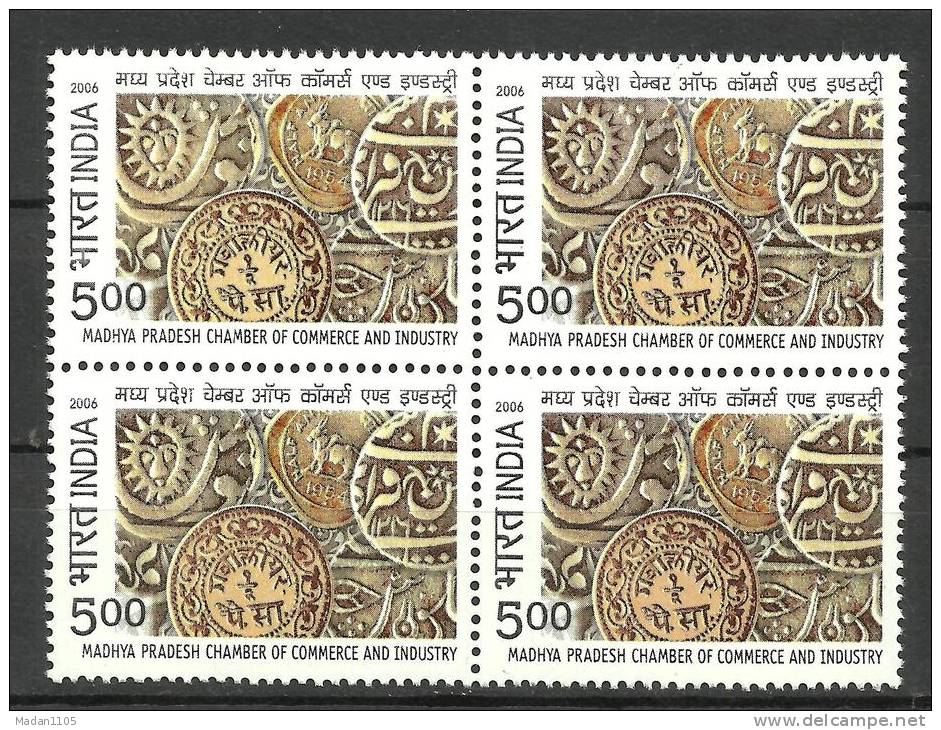 INDIA, 2006, 100 Years Of Madhya Pradesh Chamber Of Commerce And Industry, Gwalior, Block Of 4,   MNH, (**) - Nuevos