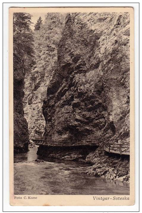 EUROPE SLOVENIA WATERFAL VINTGAR SOTESKA AT BLED FOTO C. KUNC OLD POSTCARD - Slovenia