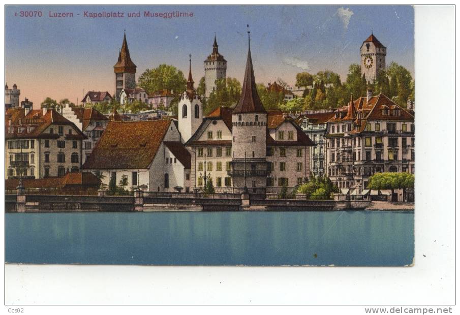 Luzern Kapellplatz Und Museggtürme 1917 - Lucerne