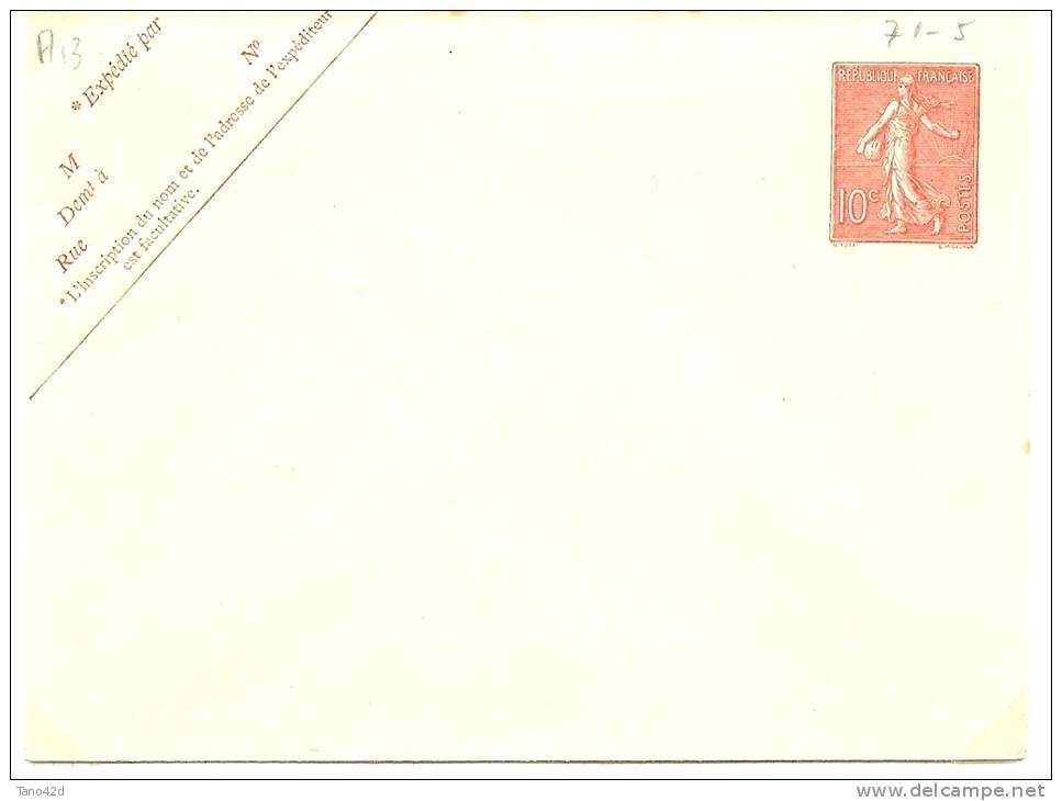 LTR7 - FRANCE EP ENV SEMEUSE LIGNEE 10c D 646 NEUVE PAPIER BLANC VERGE INTERIEUR VIOLET - Enveloppes Types Et TSC (avant 1995)