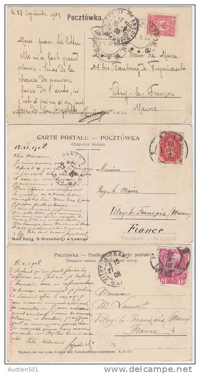 16561g POLOGNE - Paysans - 1908-1909 - Série 3 Cartes - Pologne