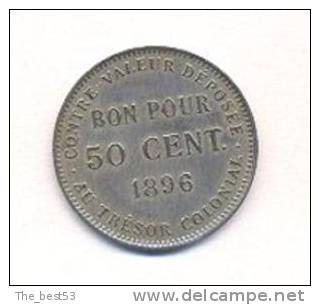 Réunion -  Bon Pour 50 Centimes   -  1896 -  Cuivre Nickel  -   TTB+ - Reunion