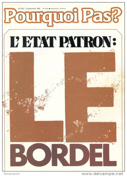 Couverture De L´hebdomadaire Belge "POURQUOI PAS" Avec Comme Sujet 'L'ETAT PATRON - LE BORDEL' - Affiches