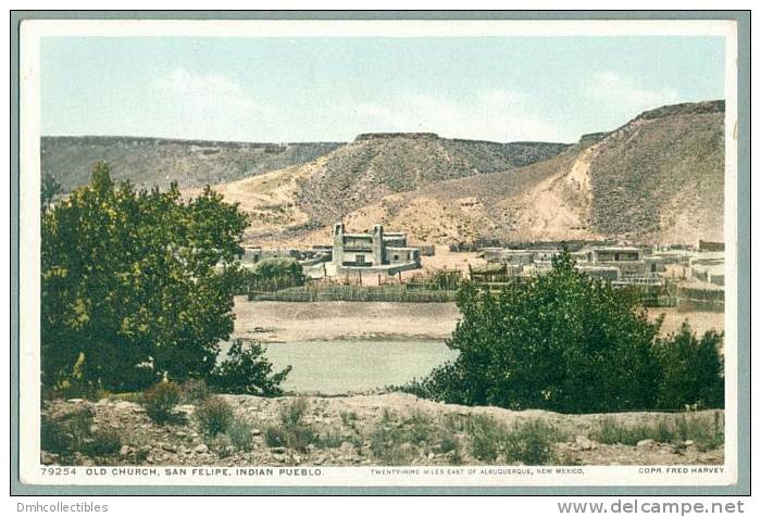 San Felipe Indian Pueblo Ca. 1920 Detroit Publishing Fred Harvey Postcard (kk-40) - Albuquerque