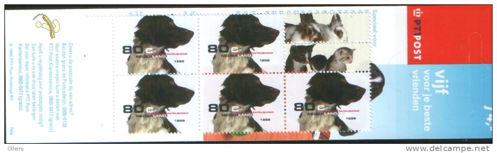 Olanda Pays-Bas Nederland 1999  Carnet Cani Dogs 5v  ** MNH - Carnets Et Roulettes